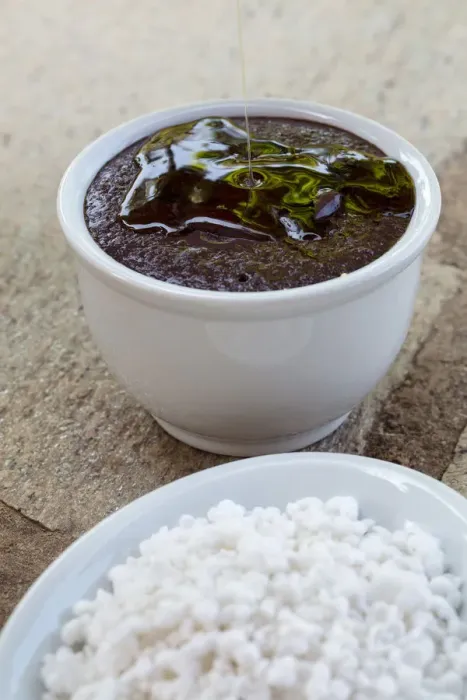 Framed Print : South America, Brazil, Para, pulped Acai berry served with honey and tapioca -