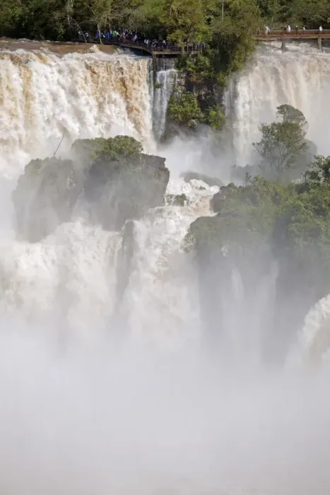 Framed Print : South America, Brazil, Parana, a viewing platform at the Iguazu falls in full flood Framed Print : South America, Brazil, Parana, a viewing platform at the Iguazu falls in full flood