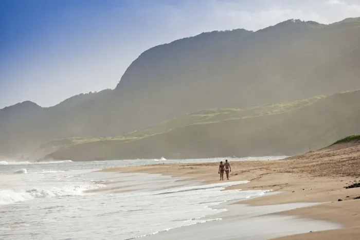 Framed Print : South America, Brazil, Pernambuco, Fernando de Noronha Island, A couple walking along Framed Print : South America, Brazil, Pernambuco, Fernando de Noronha Island, A couple walking along