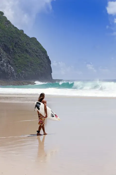 Framed Print : South America, Brazil, Pernambuco, Fernando de Noronha Island, surfer on Father s Framed Print : South America, Brazil, Pernambuco, Fernando de Noronha Island, surfer on Father s