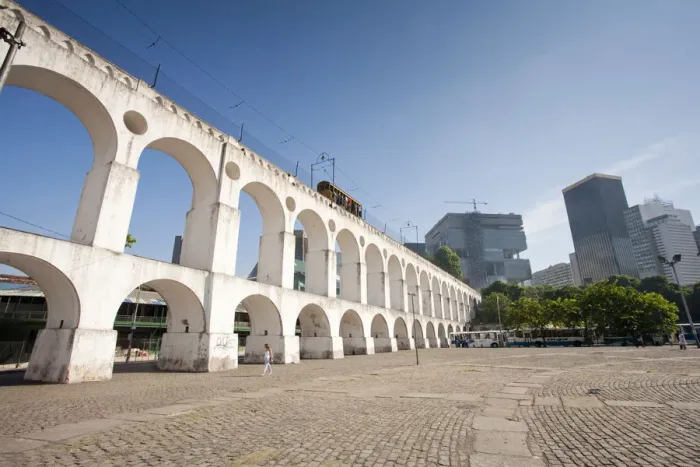 Framed Print : South America, Brazil, Rio de Janeiro, the Lapa arches aqueduct and tram line with Framed Print : South America, Brazil, Rio de Janeiro, the Lapa arches aqueduct and tram line with
