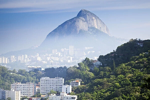 South America, Brazil, Rio de Janeiro, view of the Dois Irmaos, Two brothers, mountains