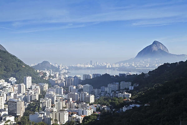 South America, Brazil, Rio de Janeiro, view of the Lagoa Rodrigo de Freitas and the