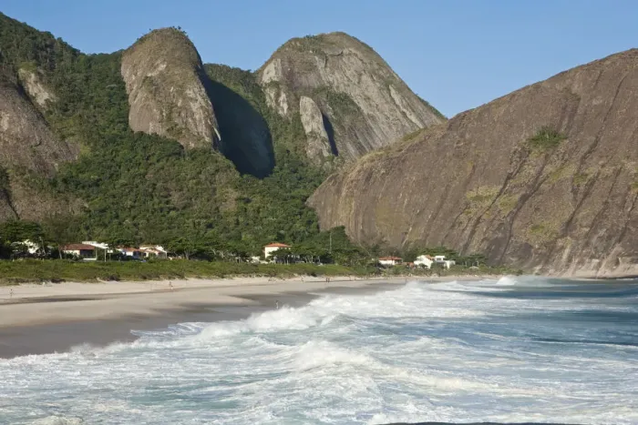 Framed Print : South America, Brazil, Rio de Janeiro state, Niteroi, heavy surf on Itacoatiara beach Framed Print : South America, Brazil, Rio de Janeiro state, Niteroi, heavy surf on Itacoatiara beach