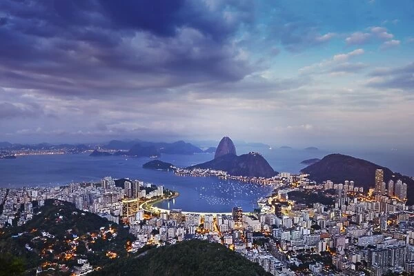 South America, Brazil, Rio de Janeiro, Sugar Loaf, a view of Sugar Loaf and Botafogo