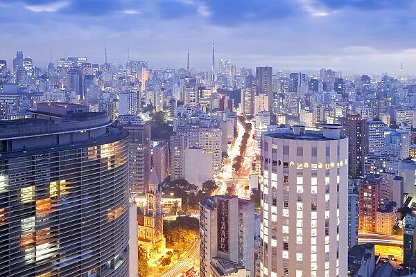 South America, Brazil, Sao Paulo, view from the top of the Terraco Italia Tower showing