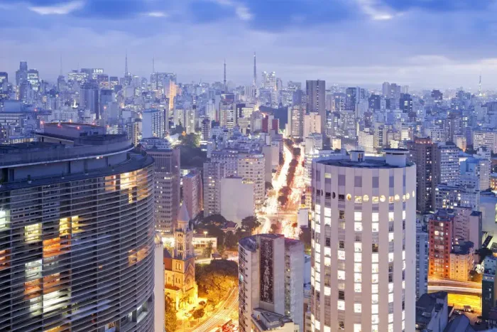 Framed Print : South America, Brazil, Sao Paulo, view from the top of the Terraco Italia Tower showing Framed Print : South America, Brazil, Sao Paulo, view from the top of the Terraco Italia Tower showing