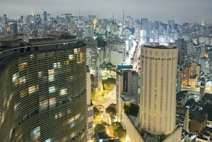Framed Print : South America, Brazil, Sao Paulo, view from the top of the Terraco Italia Tower showing Framed Print : South America, Brazil, Sao Paulo, view from the top of the Terraco Italia Tower showing