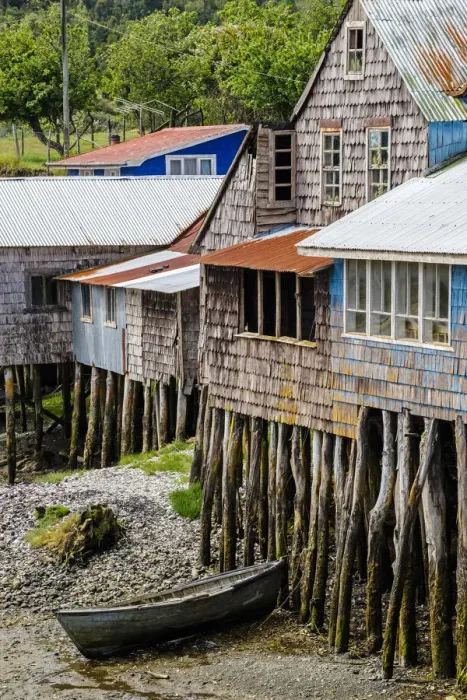 Framed Print : South America, Chile, Patagonia, Chiloe island, wooden palafita stilt houses Framed Print : South America, Chile, Patagonia, Chiloe island, wooden palafita stilt houses