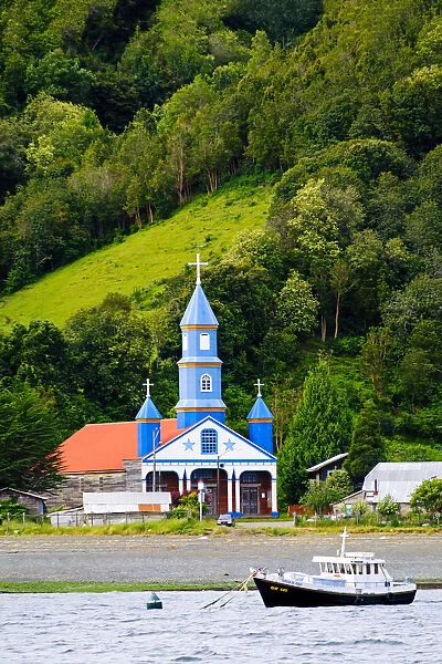 South America, Chile, Patagonia, Chiloe island, Tenaun vilage, traditional wooden