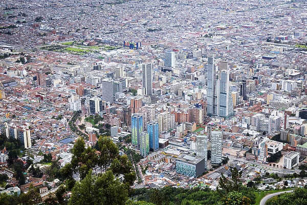 South America, Colombia, Bogota, elevated view of the city centre