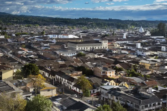 Framed Print : South America, Colombia, Cauca, Popayan, view of the colonial city center of Popayan Framed Print : South America, Colombia, Cauca, Popayan, view of the colonial city center of Popayan