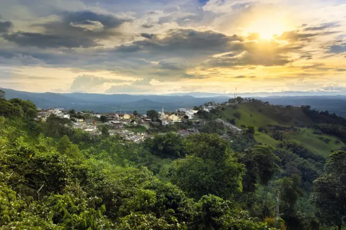 Framed Print : South America, Colombia, Quindio, the village of Buenavista in the coffee region Framed Print : South America, Colombia, Quindio, the village of Buenavista in the coffee region