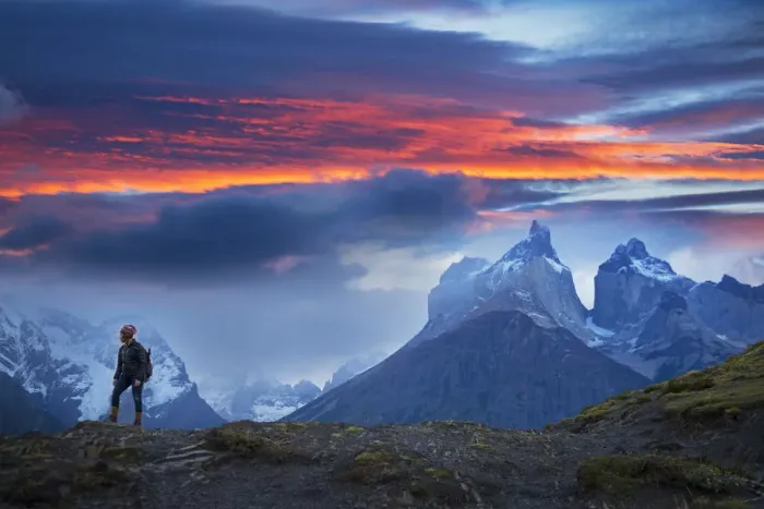 Framed Print : South America, Patagonia, Chile, Torres del Paine National Park, Cuernos del Paine