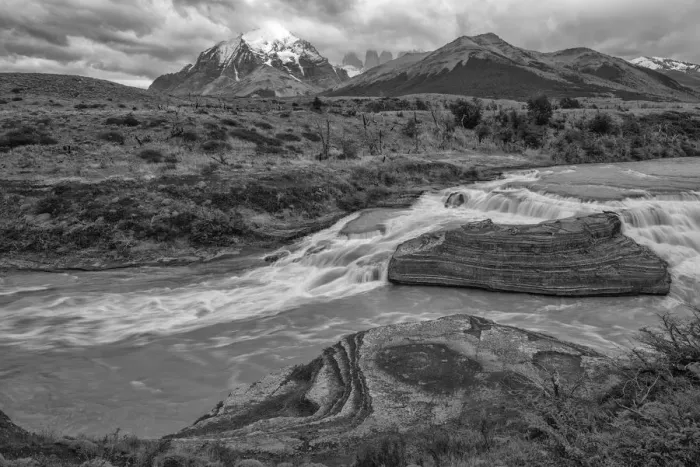 Framed Print : South America, Patagonia, Chile, Torres del Paine, Rio Paine waterfall Framed Print : South America, Patagonia, Chile, Torres del Paine, Rio Paine waterfall