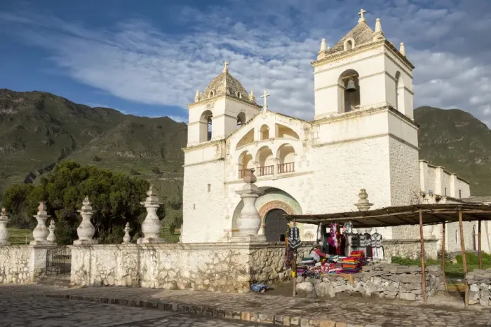 Framed Print : South America, Peru, Colca Canyon, church in indian village of Maca