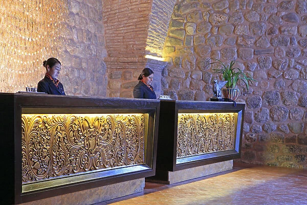 South America, Peru, Cusco, Marriott hotel, the colonial era lobby of the hotel which