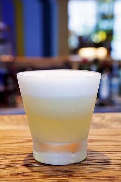 South America, Peru, Lima. A pisco sour cocktail made with Peruvian Pisco as the base