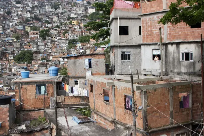 Framed Print : South America, Rio de Janeiro, Rio de Janeiro city, view of breeze block houses in Framed Print : South America, Rio de Janeiro, Rio de Janeiro city, view of breeze block houses in