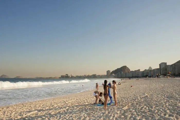 Framed Print : South America, Rio de Janeiro, Rio de Janeiro city, girls in bikinis on Copacabana Beach Framed Print : South America, Rio de Janeiro, Rio de Janeiro city, girls in bikinis on Copacabana Beach
