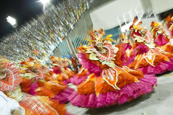 South America, Rio de Janeiro, Rio de Janeiro city, baiana dancers at carnival in