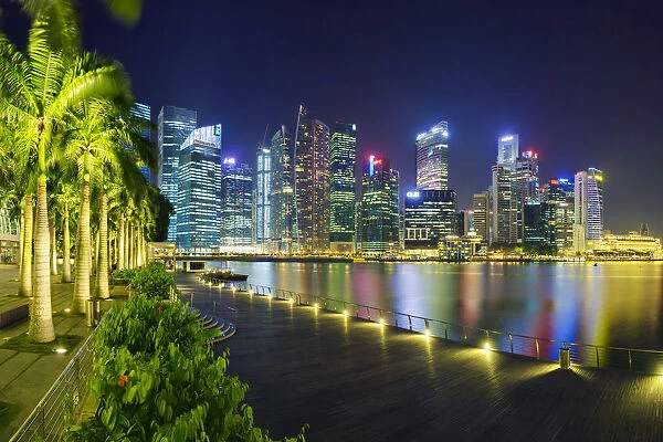 South East Asia, Singapore, Marina Bay, City Skyline at night