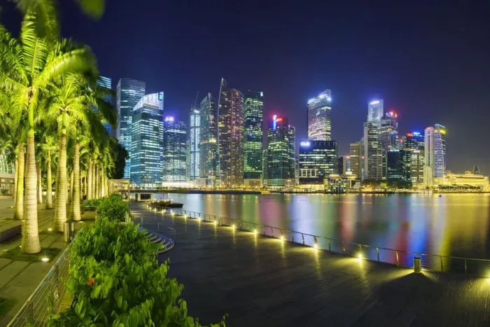 Framed Print : South East Asia, Singapore, Marina Bay, City Skyline at night Framed Print : South East Asia, Singapore, Marina Bay, City Skyline at night
