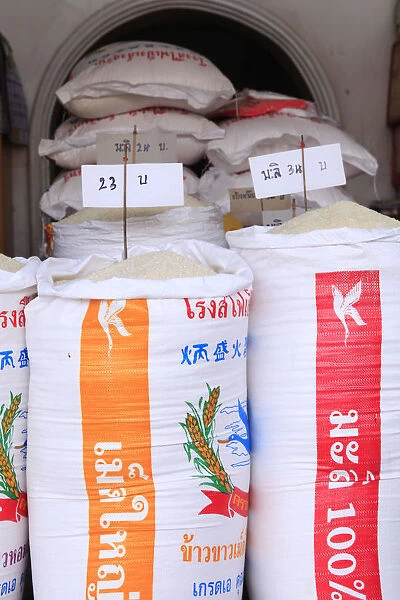 South East Asia, Thailand, bags of Jasmine rice