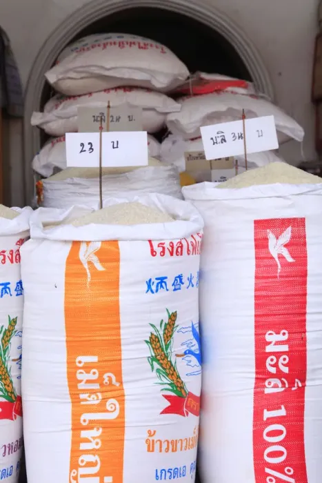 Framed Print : South East Asia, Thailand, bags of Jasmine rice