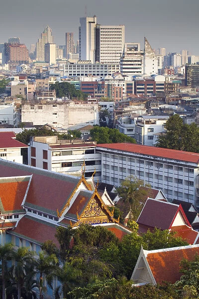 South East Asia, Thailand, Bangkok, Pom Prap Sattru Phai, view of Wat Saket from the