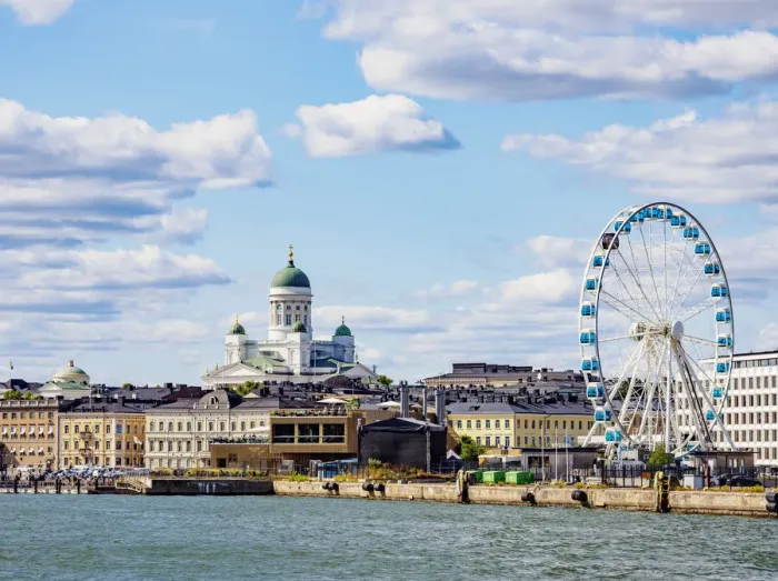 Framed Print : South harbour and City Center Skyline, Helsinki, Uusimaa County, Finland