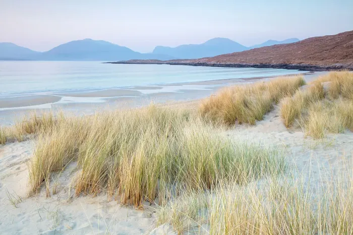 Framed Print : South Harris hills from Traigh Rosamol, Luskentyre, Isle of Harris, Outer Hebrides, Scotland