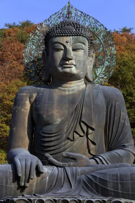 Framed Print : South Korea, Gangwon-do, Seoraksan National Park, Buddha at Sinheung-sa temple complex