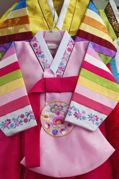 Framed Print : South Korea, Seoul, Namdaemun Market, Display of South Korean Hanbok Dresses Framed Print : South Korea, Seoul, Namdaemun Market, Display of South Korean Hanbok Dresses