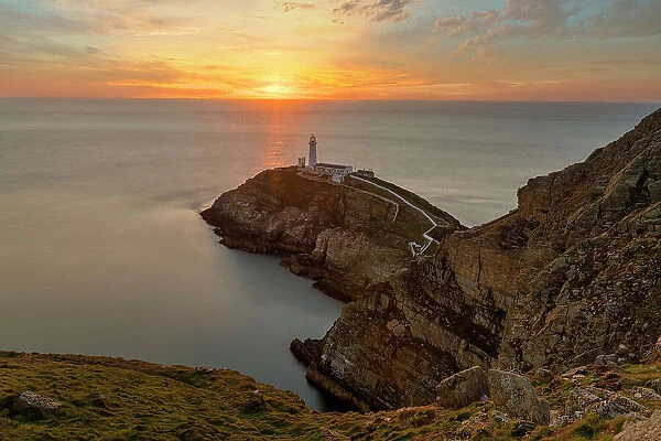 South Stack Lighthouse at Sunset, Holy Island, Anglesey, Wales