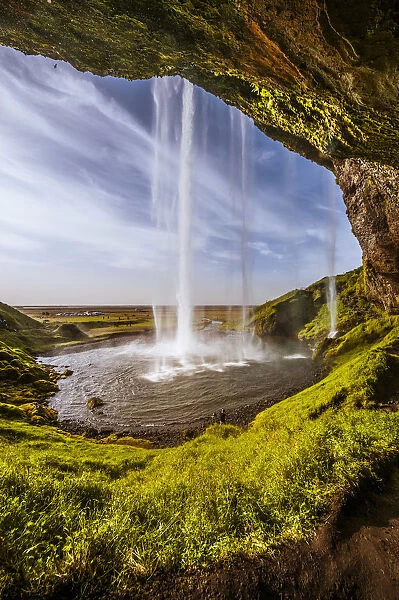 Southern Iceland. Seljalandfoss waterfall, the romantic waterfall of Iceland