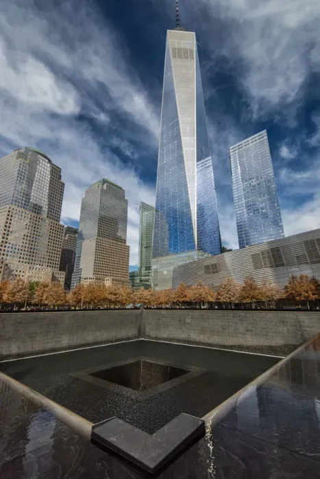 Framed Print : Southern Pool of National September 11 Memorial & Museum with One World Trade Center Framed Print : Southern Pool of National September 11 Memorial & Museum with One World Trade Center
