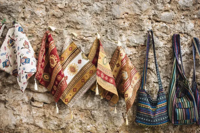 Framed Print : Souvenir textiles for sale, Pocitelj, Bosnia & Hercegovina Framed Print : Souvenir textiles for sale, Pocitelj, Bosnia & Hercegovina