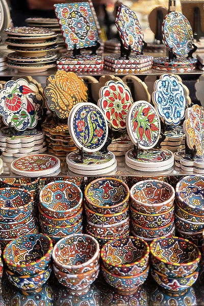 Souvenirs on display in the Spice Souk, Deira, Dubai, United Arab Emirates