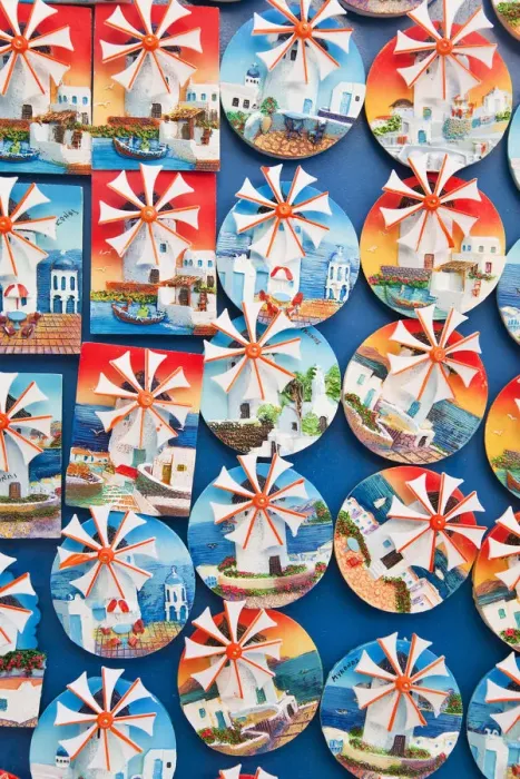 Framed Print : souvenirs for sales in Mykonos (Hora), Cyclades Islands, Greece, Europe