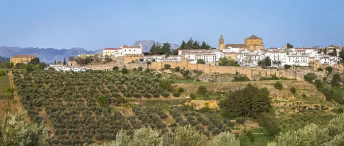 Framed Print : Spain, Anadalusia, Malaga, Ronda, View from the surrounding coutryside Framed Print : Spain, Anadalusia, Malaga, Ronda, View from the surrounding coutryside