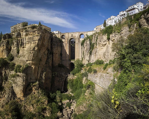 Spain, Anadalusia, Malaga, Ronda, View of Ronda and the New Bridge