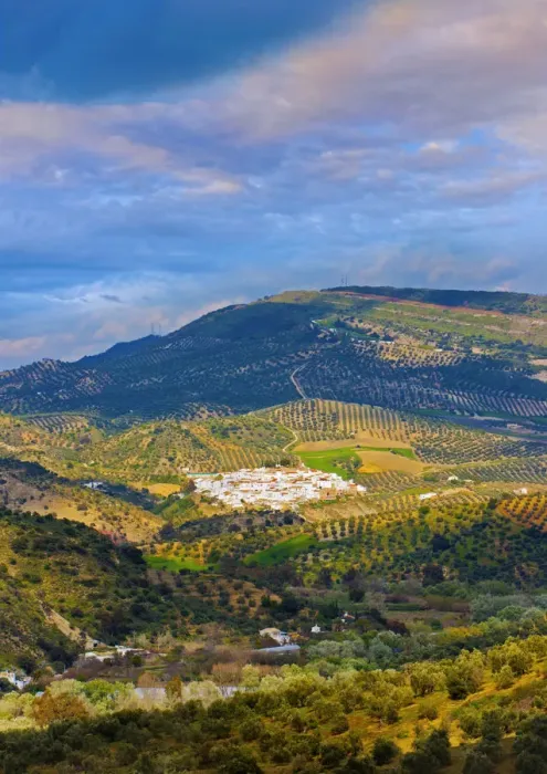 Framed Print : Spain, Andalucia, Cadiz province, Torre Alhaquime, view over valley to town Framed Print : Spain, Andalucia, Cadiz province, Torre Alhaquime, view over valley to town