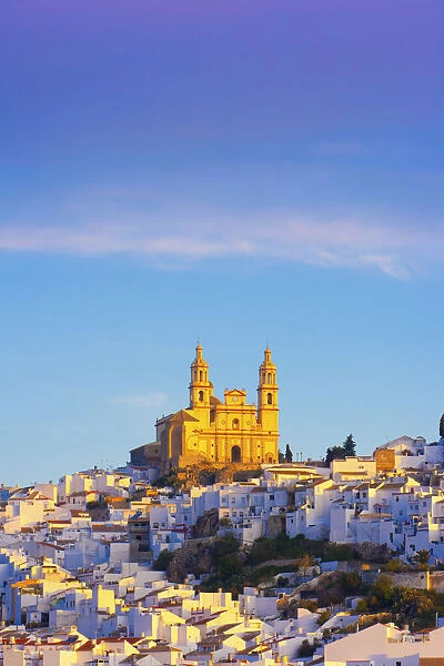 Spain, Andalucia, Cadiz province, Olvera, Our Lady of the Incarnation Church at dawn
