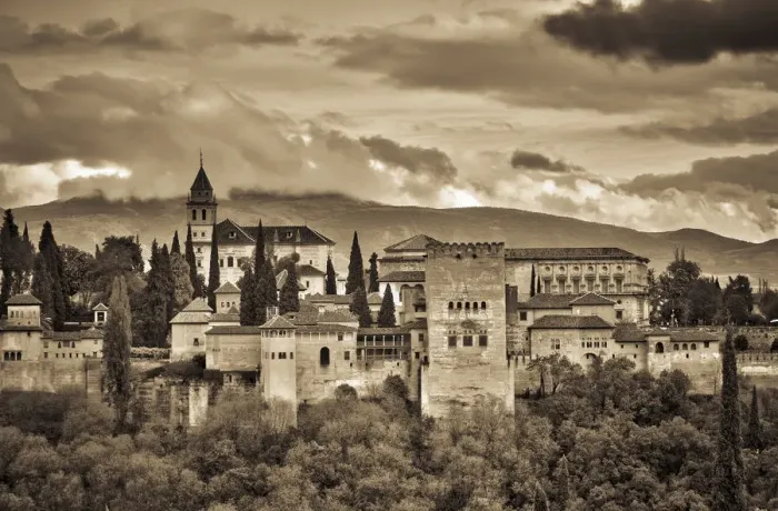 Framed Print : Spain, Andalucia, Granada Province, Granada, Alhambra Palace and Sierra Nevada mountains Framed Print : Spain, Andalucia, Granada Province, Granada, Alhambra Palace and Sierra Nevada mountains