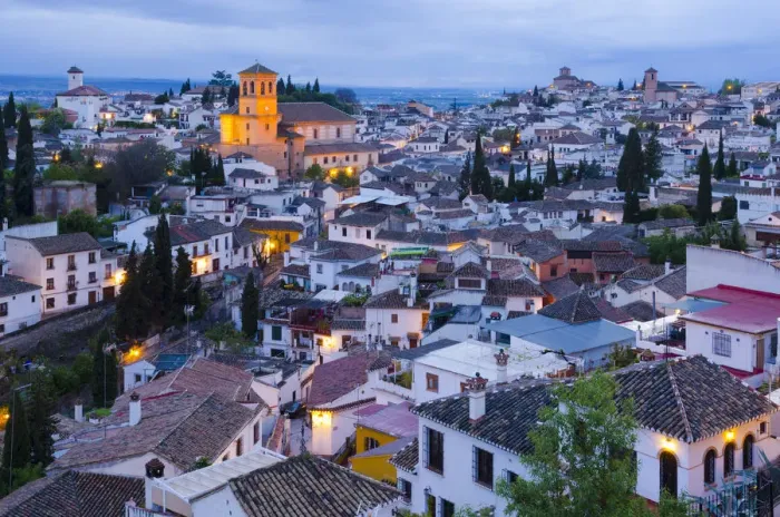 Framed Print : Spain, Andalucia, Granada Province, Granada, Sacromonte and Albaicin Districts, far Framed Print : Spain, Andalucia, Granada Province, Granada, Sacromonte and Albaicin Districts, far