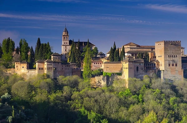 Spain, Andalucia, Granada Province, Granada, Alhambra from Sacromonte Hill