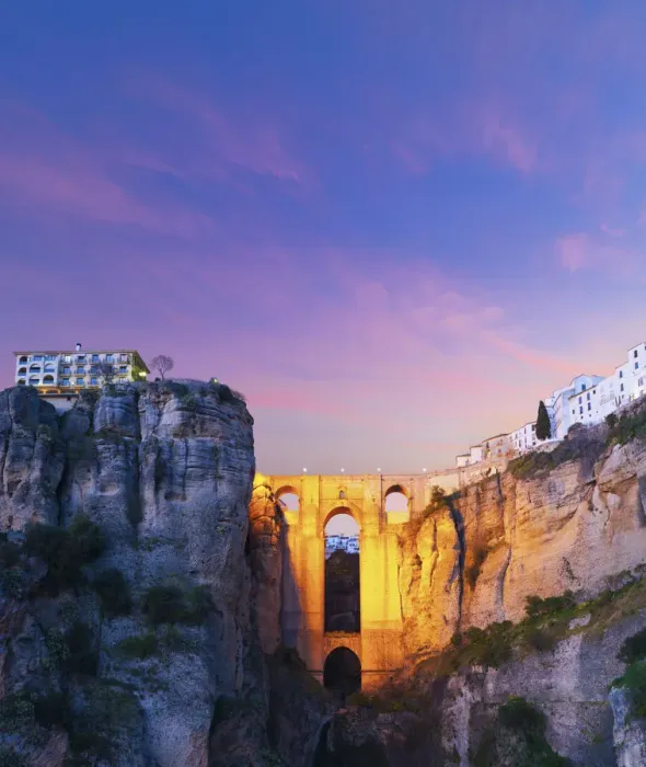Framed Print : Spain, Andalucia, Malaga Province, Ronda, Rio Guadalevin Gorge and Tajo Bridge