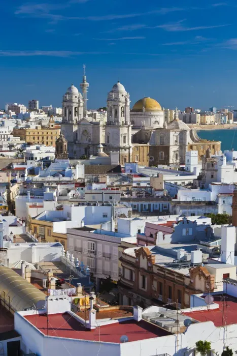 Framed Print : Spain, Andalucia Region, Cadiz Province, Cadiz, elevated city view with the Cathedral Framed Print : Spain, Andalucia Region, Cadiz Province, Cadiz, elevated city view with the Cathedral