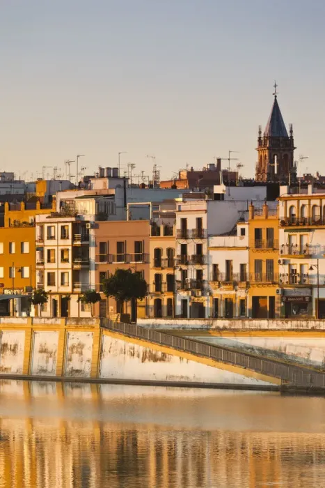 Framed Print : Spain, Andalucia Region, Seville Province, Seville, Waterfront view along the Rio Framed Print : Spain, Andalucia Region, Seville Province, Seville, Waterfront view along the Rio